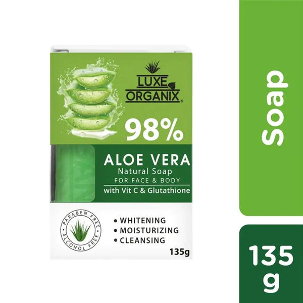 Luxe Organix 98% Aloe Vera Natural Soap with Vitamin C and Glutathione 135g