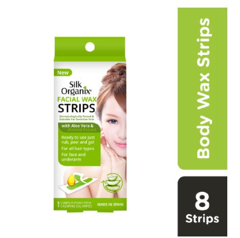 Silk Organix Facial Wax Strips Aloe Vera 8pcs
