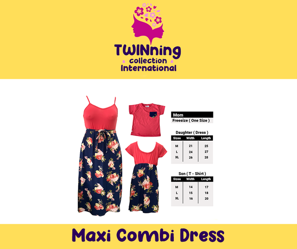 Twinning Collection Maxi Dress Combo - Floral Salmon