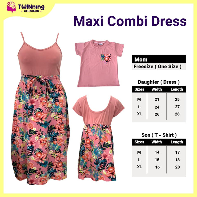Twinning Collection Maxi Dress Combo - Floral Pink