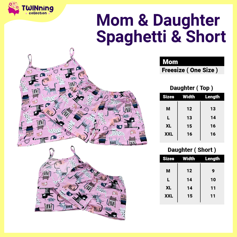 Twinning Collection Spaghetti & Shorts - Pink Kitty