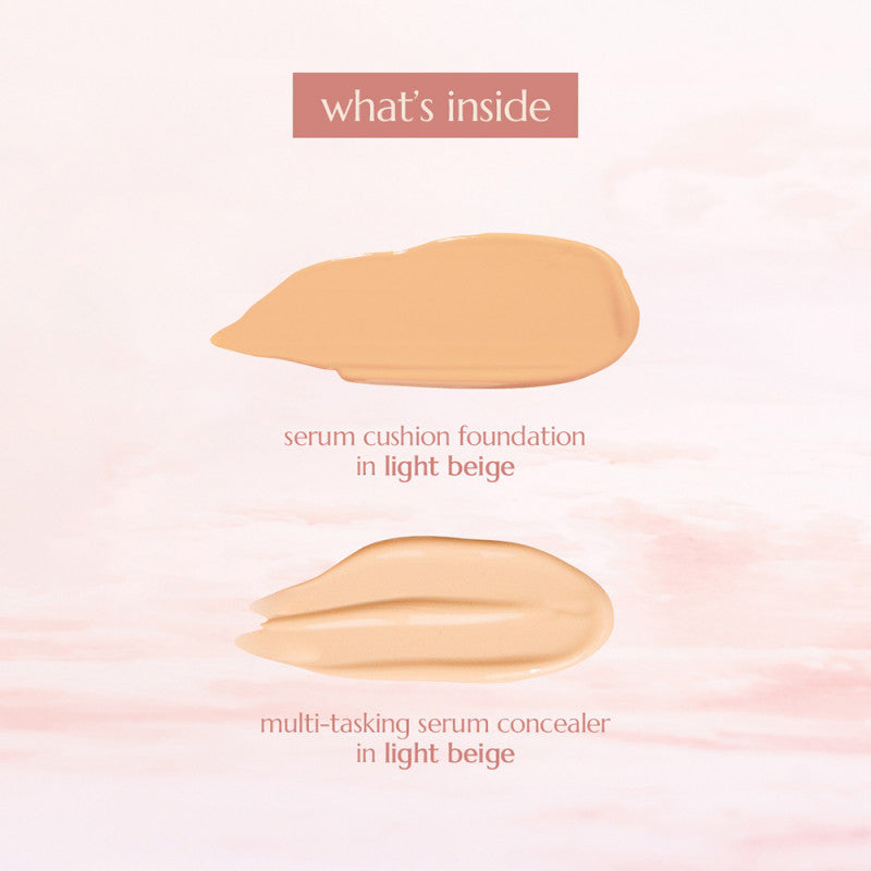 HAPPY SKIN COVER AND CONCEAL LIGHT BEIGE SET (CUSHION + CONCEALER + POUCH)