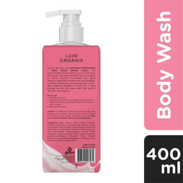 Luxe Organix Niacinamide + Alpha Arbutin Shower Cream 400ml