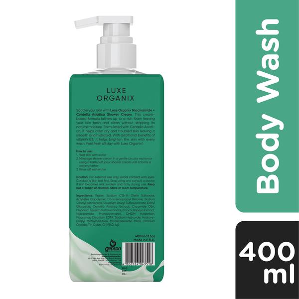 Luxe Organix Niacinamide + Centella Asiatica Shower Cream 400ml
