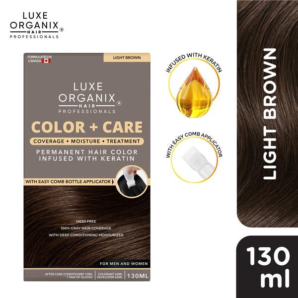 Luxe Organix Keratin Hair Color + Care Light Brown 130ml